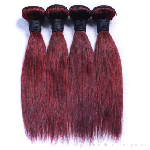 Straight 99J Wine Red Burgundy Weave Raw Mink Brazilian Bundles Cuticle Aligned Virgin Human Hair Extension